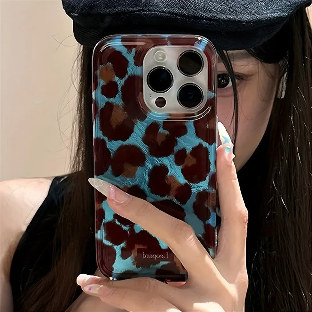 Custodia per telefono Y2K Fashion con stampa leopardata effetto sfumato per iPhone 17 16 15 Pro Max 14 13 12 11 Xr XsMax Mini Air 78 Plus, con effetto laser semplice