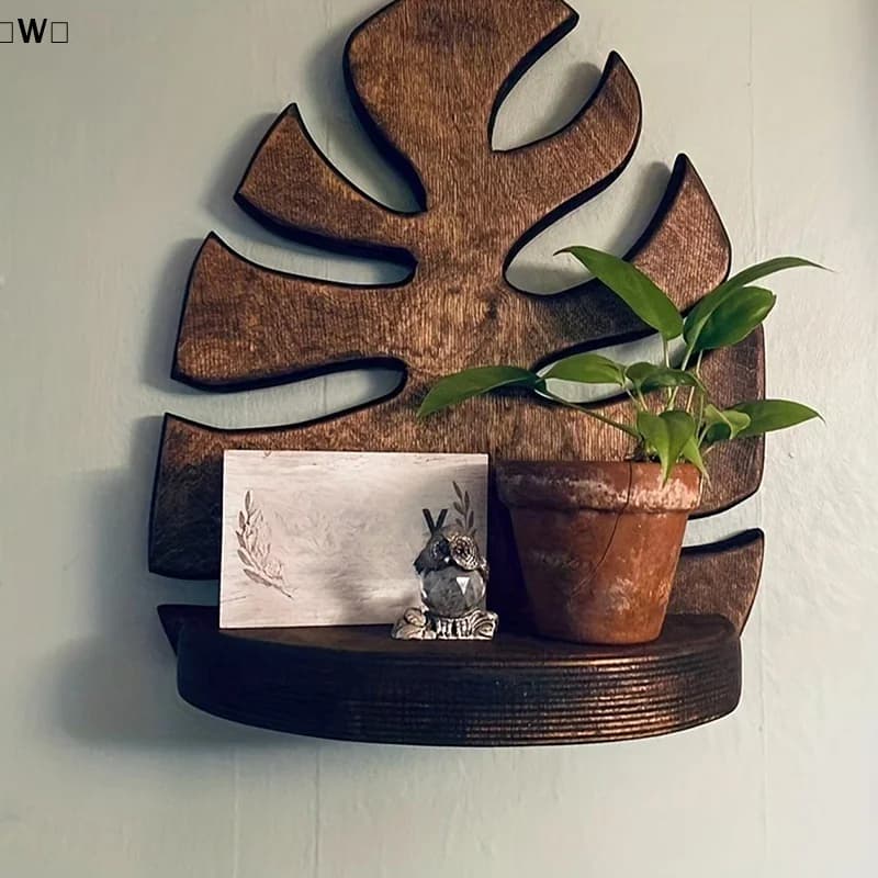 maveraW amingMonstera Scaffale in legno Cornice per foto montata a parete per riporre libri di candele Casa Soggiorno Ufficio GaronaWinter1 ud