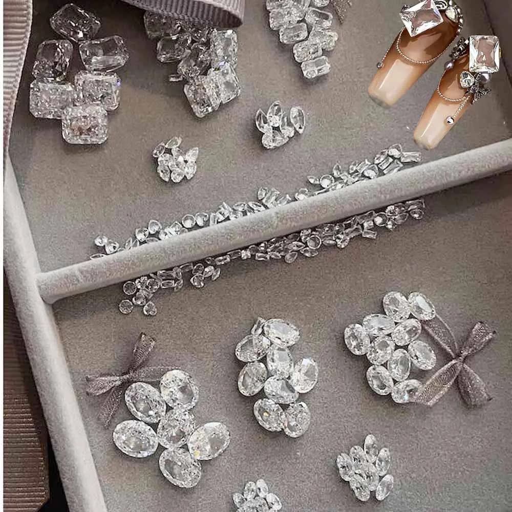 10 pezzi trasparenti rotondi e quadrati e gocce d'acqua gemme decorazioni per unghie cristallo bianco zirconi gioielli per unghie fai da te design manicure di lusso *