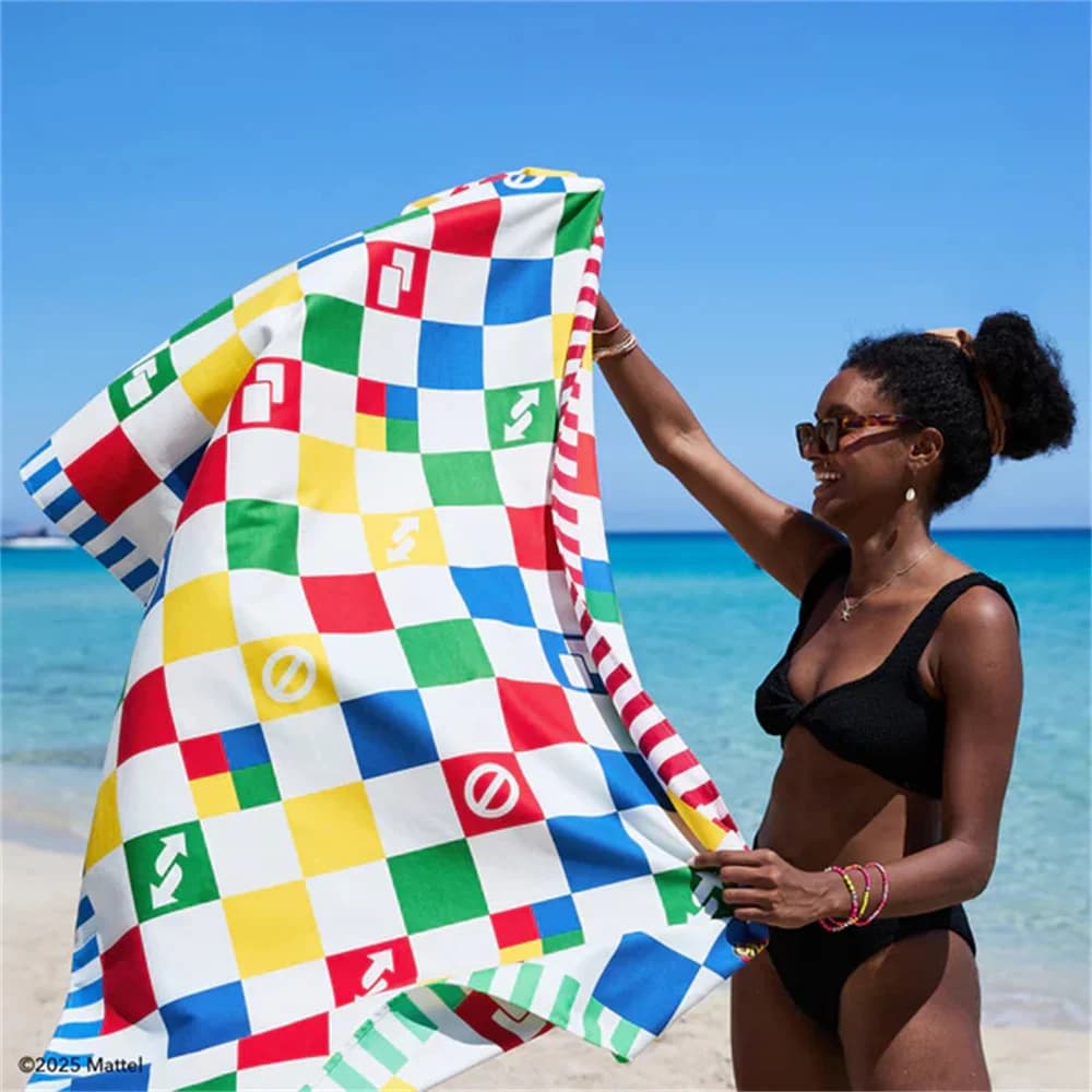 Telo Mare a Quadretti Colorati, Morbido, ad Asciugatura Rapida, Anti-Sabbia, per Viaggi, Piscina, Campeggio, Accessori Essenziali Estivi