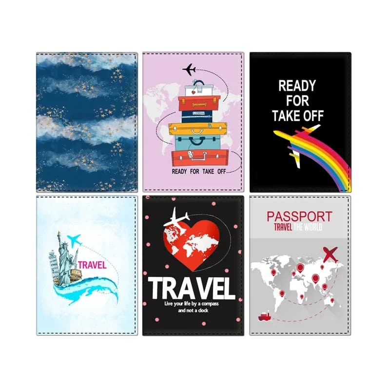 Porta Passaporto da Viaggio per Uomo, Blu e Nero, Organizzatore Multifunzione per Carte di Credito, Porta Passaporto per Ragazzi, Porta Biglietti da Visita