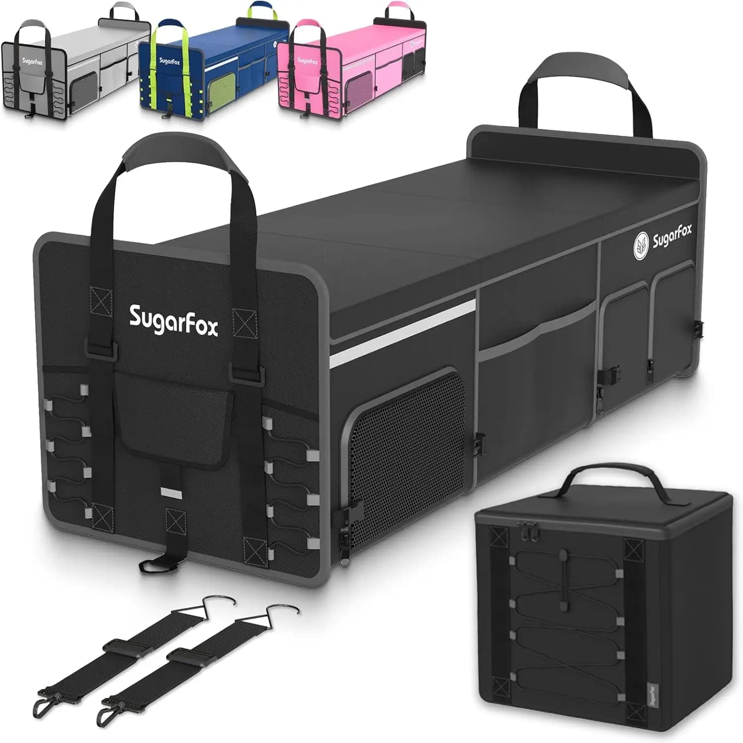 Organizer Pieghevole per Bagagliaio da 95L con Scomparto per Scarpe e Borsa Termica per SUV/Auto/Jeep - Nero