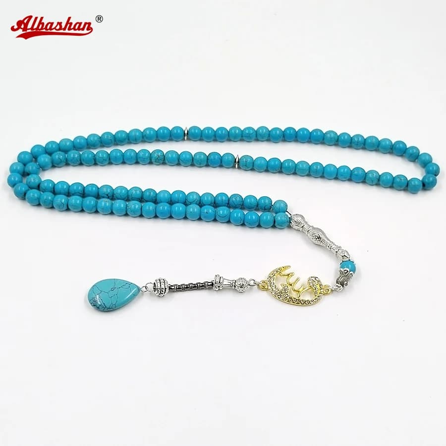 Tasbih Pietra turchesi 99 100 Perline di preghiera Misbaha Regalo islamico Eid Braccialetti musulmani