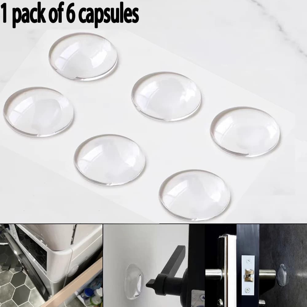 Cuscinetti paraurti silenziosi per fermaporta in silicone trasparente, cuscinetti adesivi anticollisione per la prova, riduzione del rumore, armadi/pareti, 6 pezzi