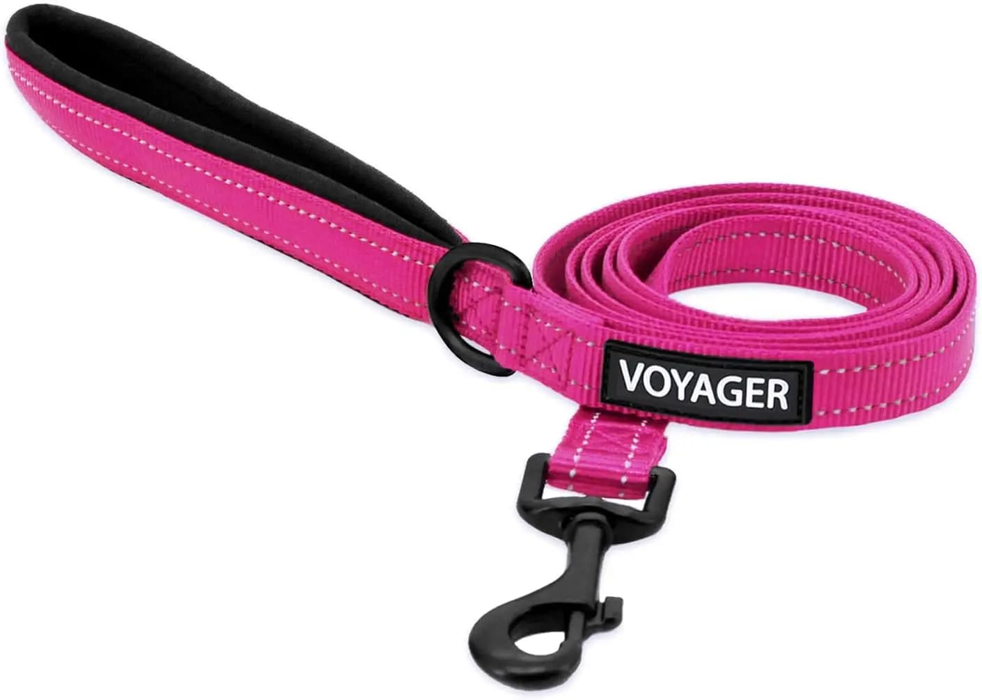 Guinzaglio Riflettente per Cani con Maniglia in Neoprene per Razze Piccole e Grandi, Resistente per Passeggiate e Addestramento - Fucsia