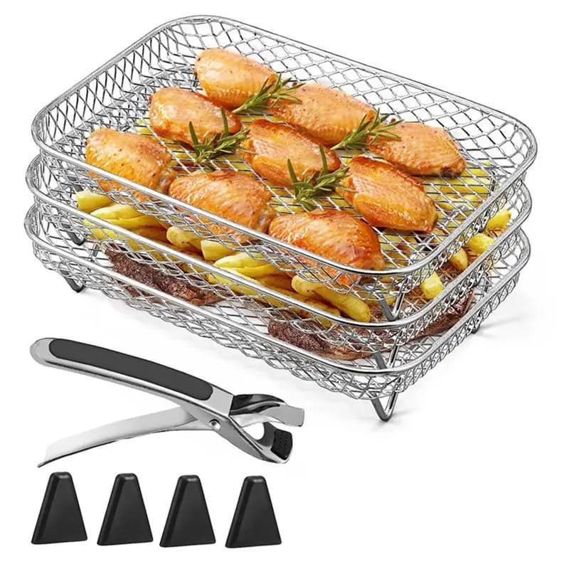 A11I Air Frying Grid for Ninja Dual Air Frying Machine, Stackable Stainless Steel Grid, Rectangular Air Frying Parts