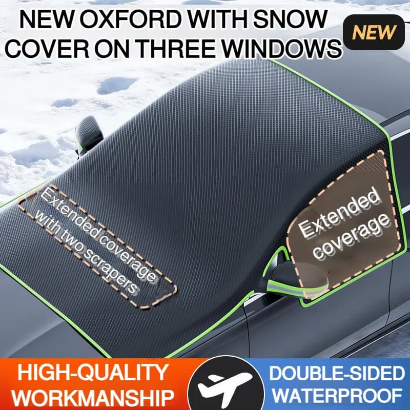 Car Front Snow Cover Windshield Cover Oxford Fabric Sunshade Anti Frost Antifreeze Car Half Cover 4 Straps+ 6 Magnets Car Cover