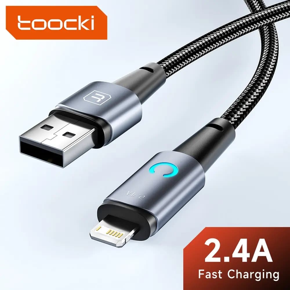 Toocki USB A to Type C or Lightning for iPhone 14 13 12 Pro Max 8 7 plus Xiaomi Led Charger Cable USB C Fast Charging Wire