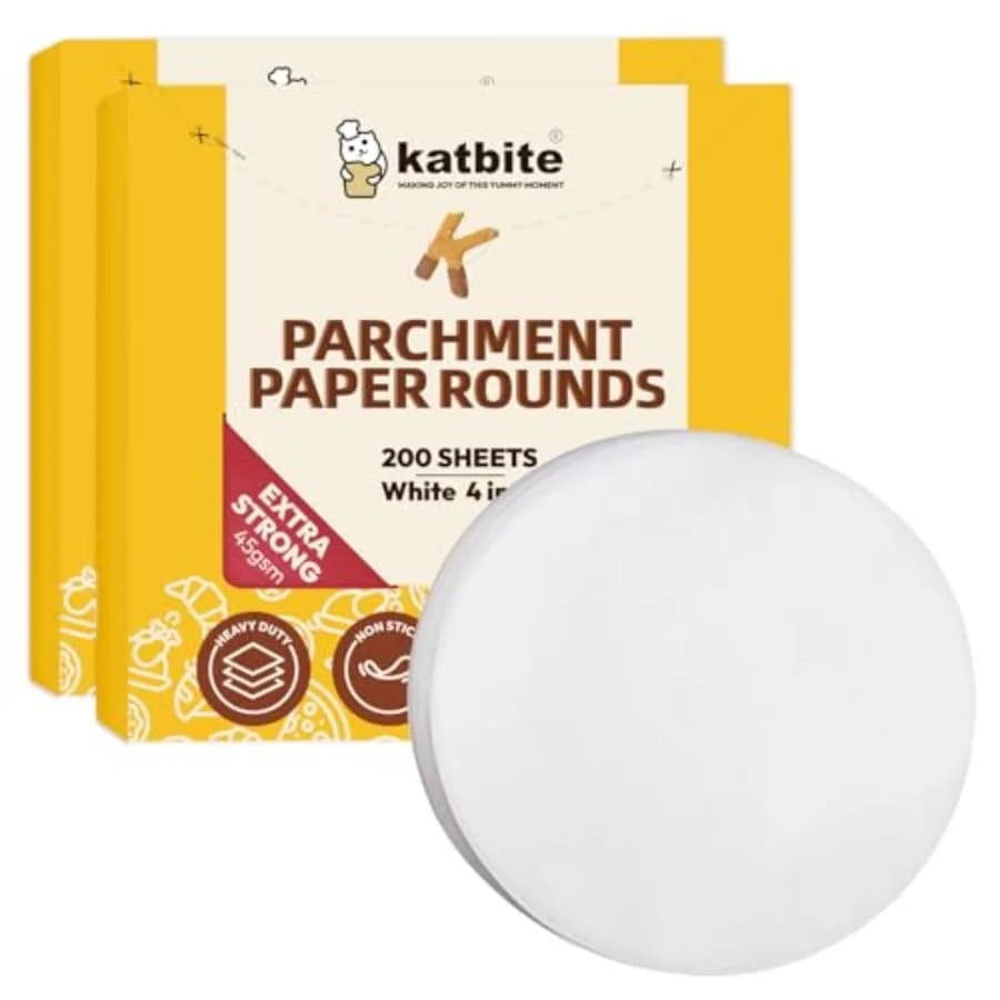 4 Inch 400Pcs Parchment Paper Rounds, Round Parchment Paper for Cake Baking, Air Fryer Liners, Freezing, Tortilla Press 2 Pack