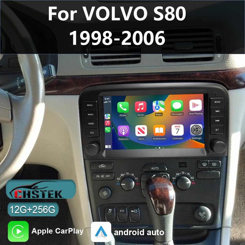 CHSTEK Autoradio Android 13 Per Volvo S80 1998- 2006 Lettore WIFI Carplay Multimedia Qualcomm GPS interno Navigazione Bluetooth