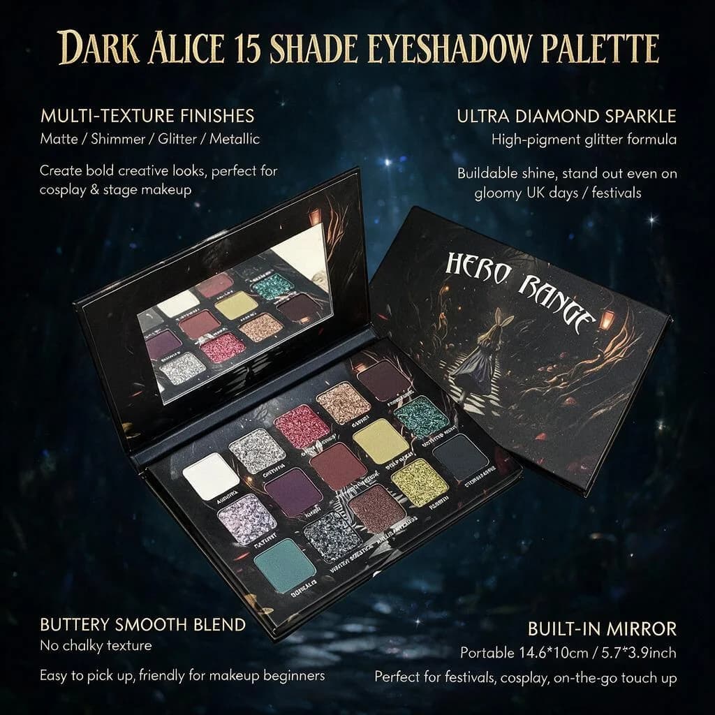 15Eye Shadow 3 Brushes, Waterproof Matte Shimmer Long-lasting Blendable Brightening Makeup Set for Daily Party Festive Style