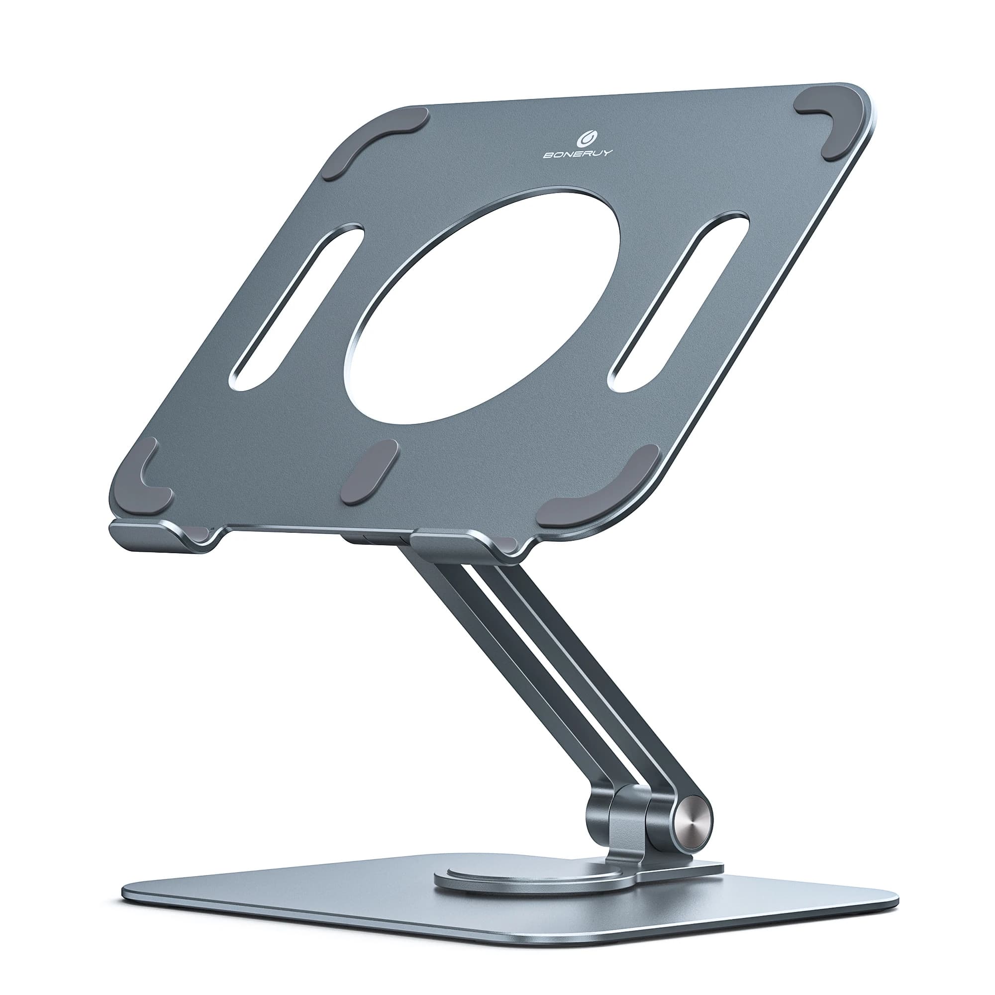 Supporto per tablet con rotazione a 360 gradi Riser da tavolo Supporto pieghevole multi-angolo/altezza regolabile Dock per laptop tablet iPad da 5-13,9 pollici