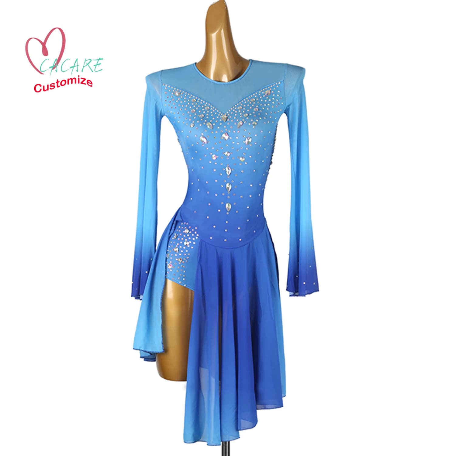Vestito da pattinaggio di figura Abbigliamento da ballo Costume di scena Abbigliamento Ragazza Abbigliamento per bambini Vestito da pattinaggio su ghiaccio artistico Body da ballo Samba B017