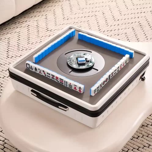 Tavolo da Mahjong Americano e Cinese Automatico Portatile Moderno con Tessere Magnetiche e Mini Tavolo da Gioco Portatile