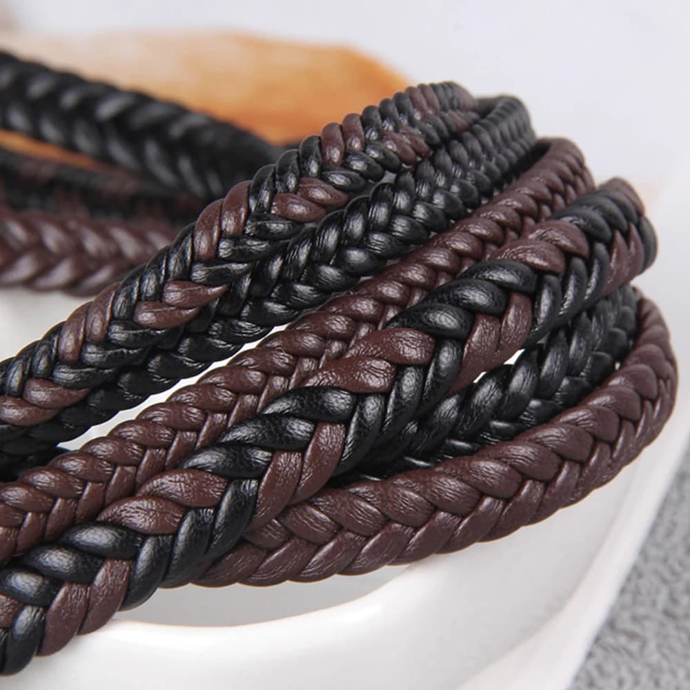 Cavo in pelle PU da 2 metri, cavo intrecciato piatto da 6 mm/8 mm per braccialetti, creazione di gioielli, accessori per braccialetti, collane fai da te