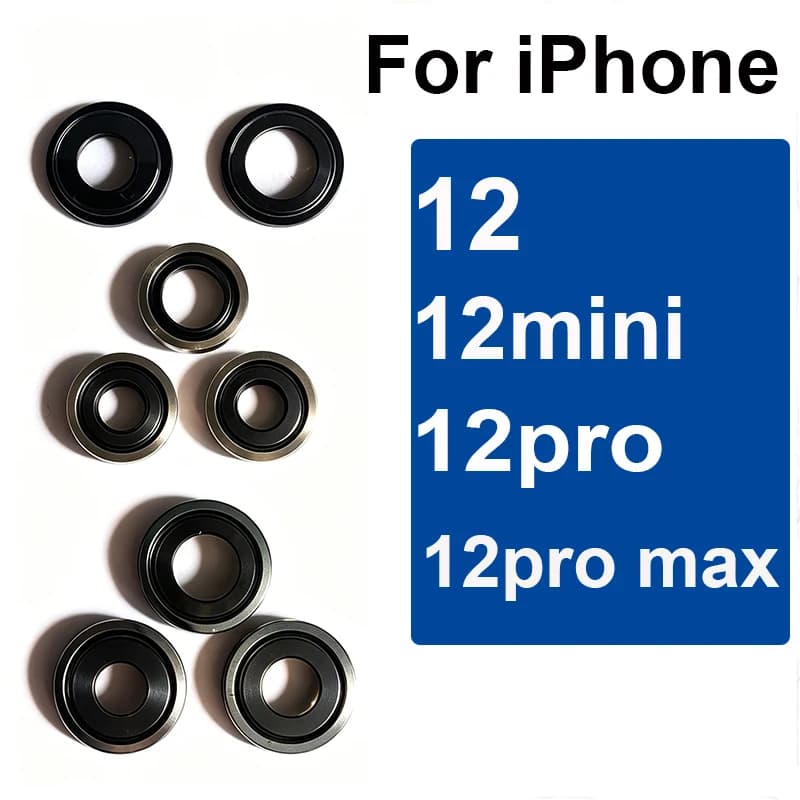 Set completo di obiettivo fotocamera + telaio + anello per iPhone 12 Mini Pro Max, protezione obiettivo fotocamera posteriore, ricambi per riparazione.