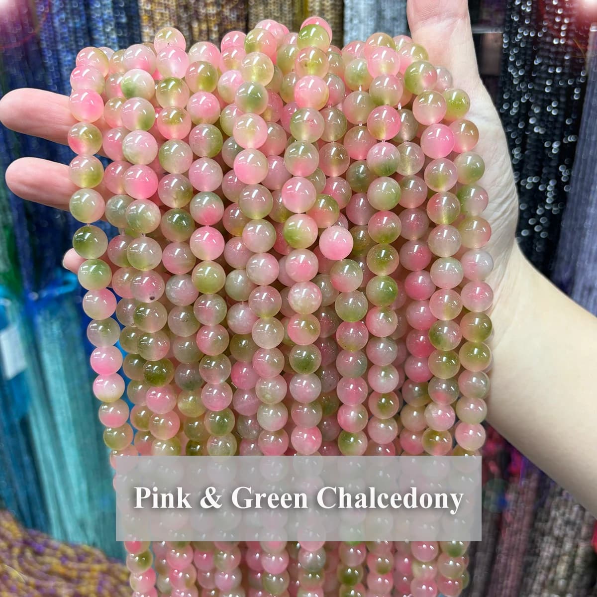 Perline di Calcedonio Rosa e Verde, Pietra Naturale 4 6 8 10mm, per Creazione di Gioielli, Bracciali, Collane, Fai-da-Te, Accessori per Bigiotteria