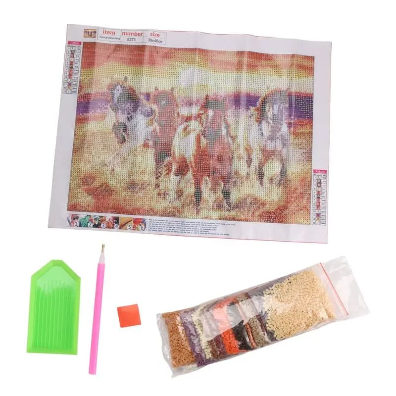 A04G-Full Drill Square Diamond DIY Diamond Painting Run The Horse Diamond Embroidery Cross Stitch Rhinestone