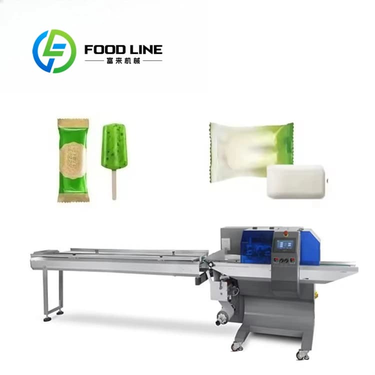 Auto Small Ice Cream Popsicle Packing Machine Ice Lolly Soap Vegetables Wrapping Packer Flow Pillow Packaging Machinery