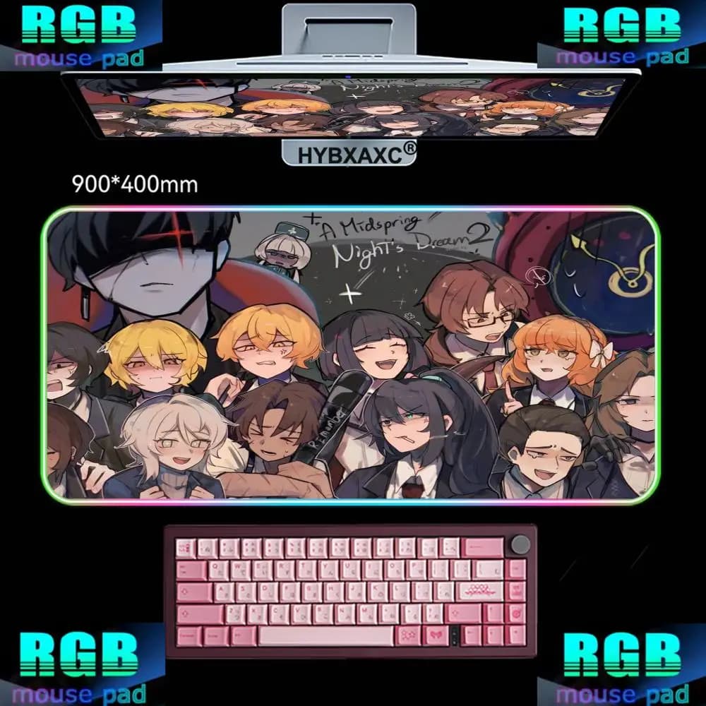 Tappetino per Mouse da Gaming Limbus Company Anime RGB, Tappetino da Scrivania Esteso, Tappetino per Tastiera, Tappetino per PC, Tappetino da Gioco E-Sports HD