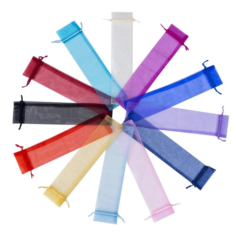 10PCS Drawstring Organza Bags Folding Fan Pocket Bag Folding Hand Fan Pouch For Outdoor Wedding Party Favor Gift Bags