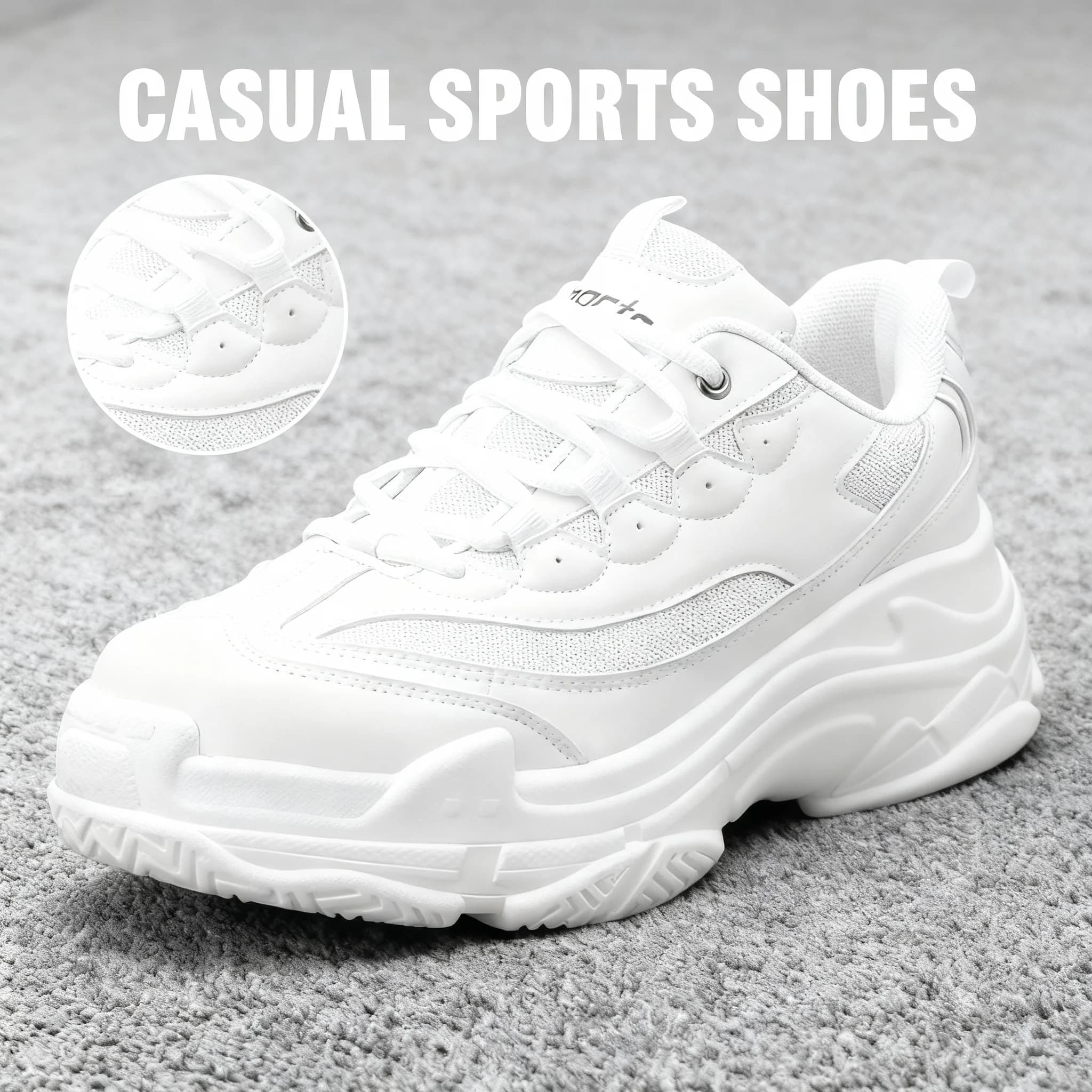 Casual Sports Shoes with Soft Sole, Breathable, for Daily commuting, Open Walking, Fashion Versatile Sneakers for Men and Women