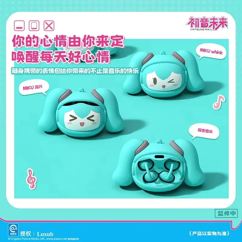Auricolari Bluetooth Clip-On Luxub 2026 Nuovi Bilibili Hatsune Miku con Faccia Intercambiabile, Wireless Portatili per Uso Quotidiano per i Fan degli Anime