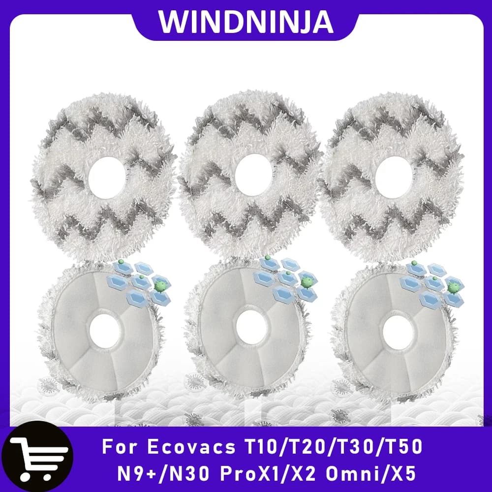 For Ecovacs Deebot T10/T20/T30/T50/N9+/N30 ProX1/X2 Omni/X5 Robot Vacuum Spare Parts Mop Cloths Accessories