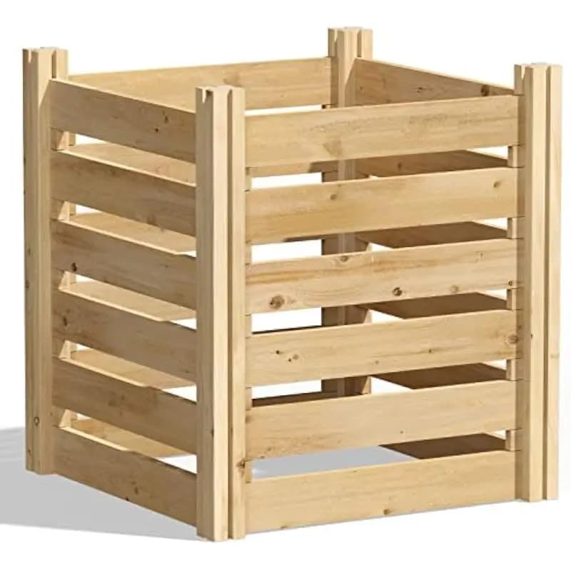 Eco Cedar Composting Bin – 24 Inch Square Frame with Tool-Free Assembly – Open-Bottom Design for Optimal Aeration – Sustainably