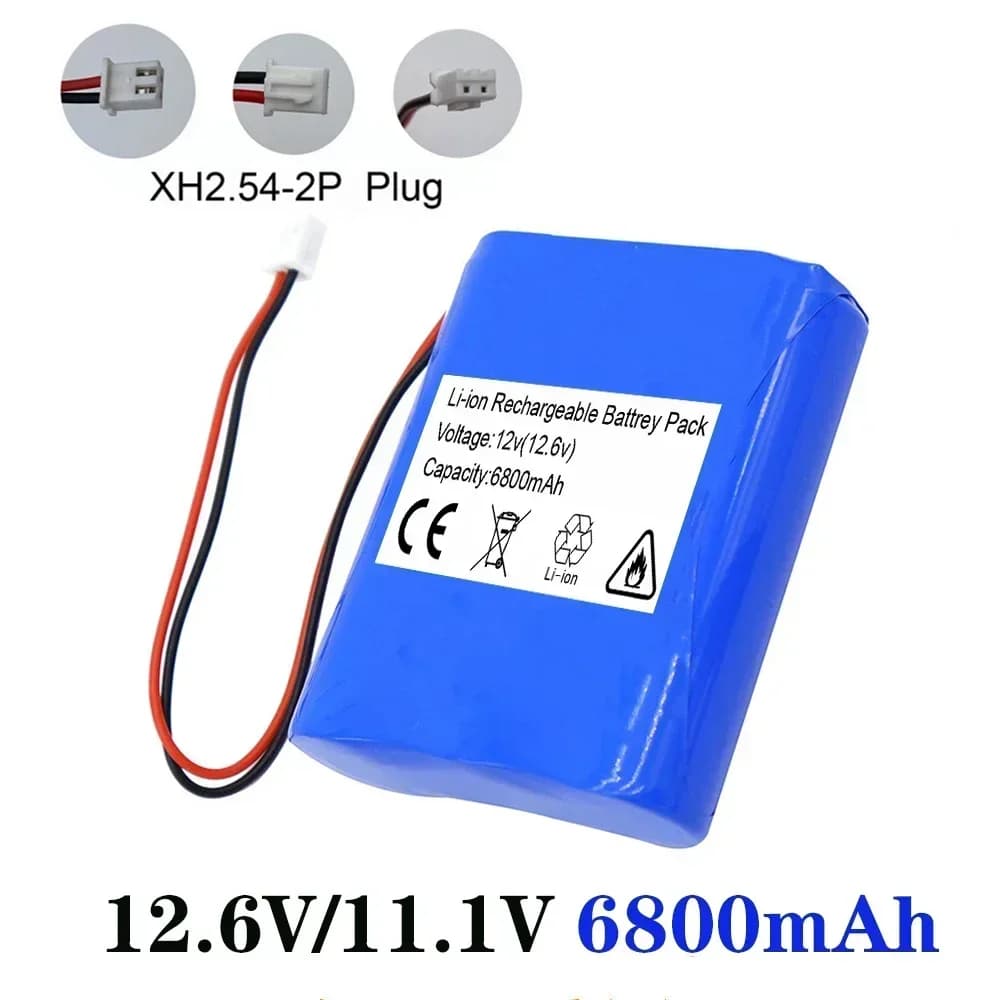 11.1V/12.6V 6800mAh 3S1P 18650 Rechargeable Lithium Ion Battery with PCB and Connector