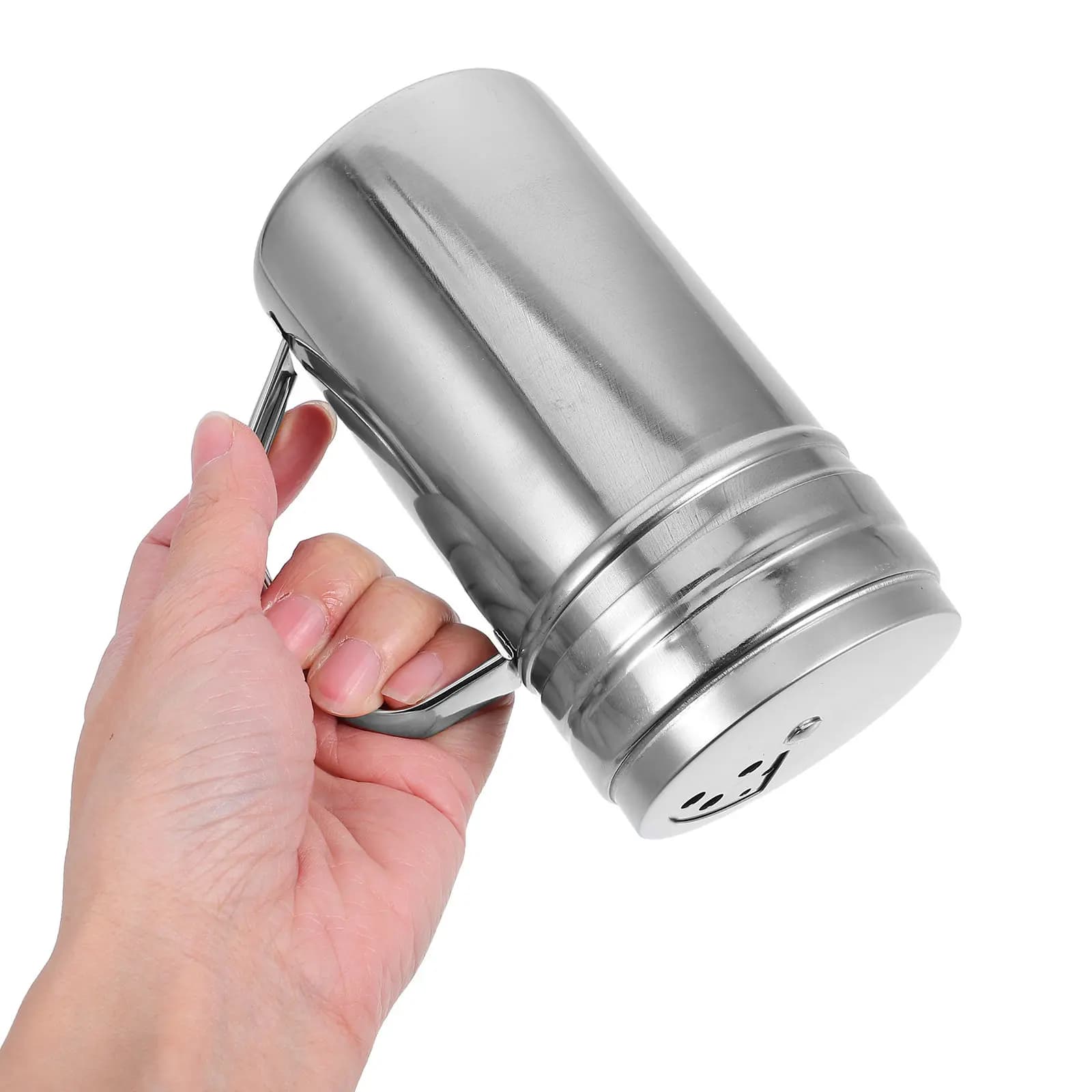 Set di 3 Dispenser per Spezie in Acciaio Inox, Contenitori Rotanti con Manico per Cucina, Universali per Pepe Macinato