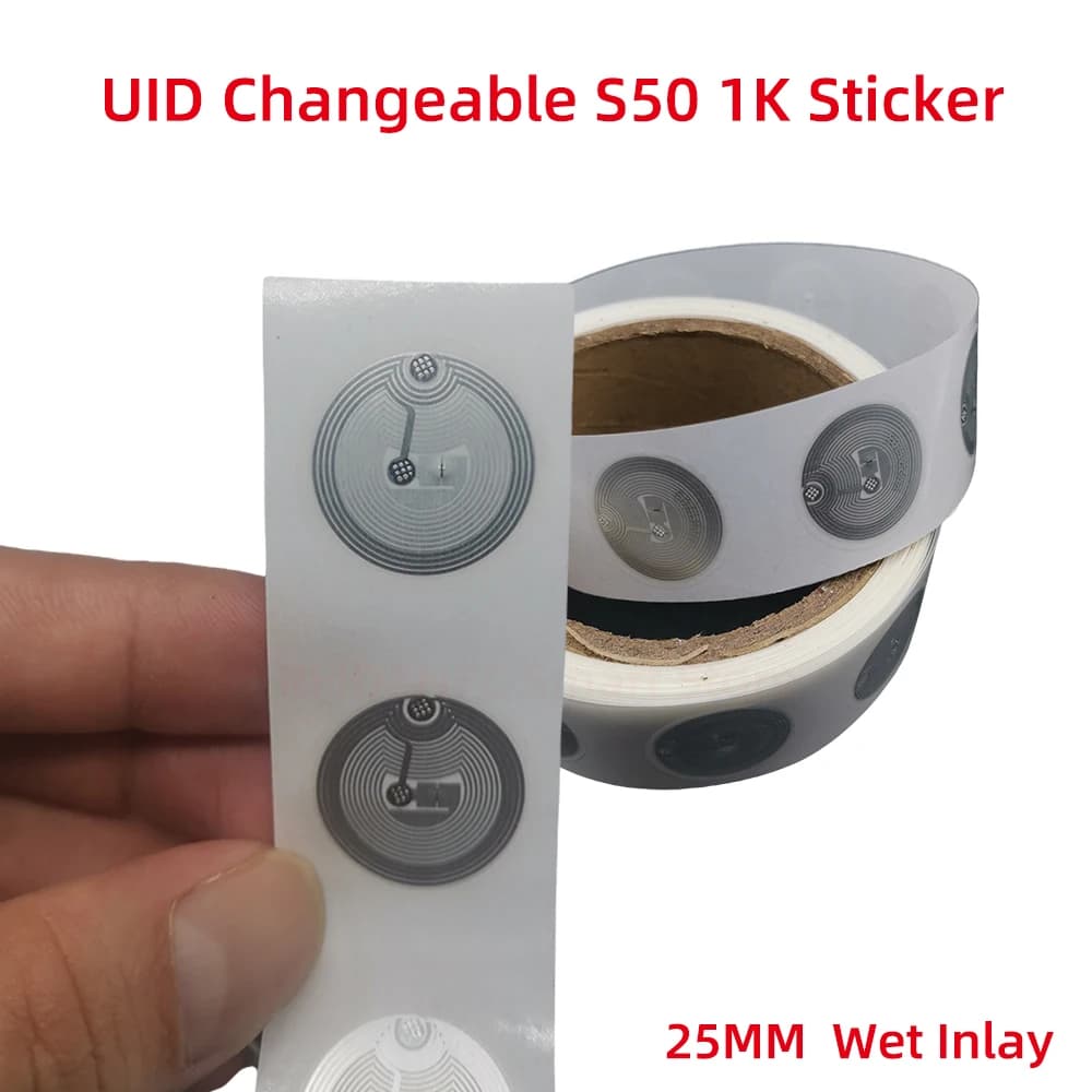 25mm 13.56MHz UID settore scrivibile 0 blocco 0 adesivo intercambiabile S50 1K NFC intarsio bagnato etichetta riscrivibile copia Clone tag RFID