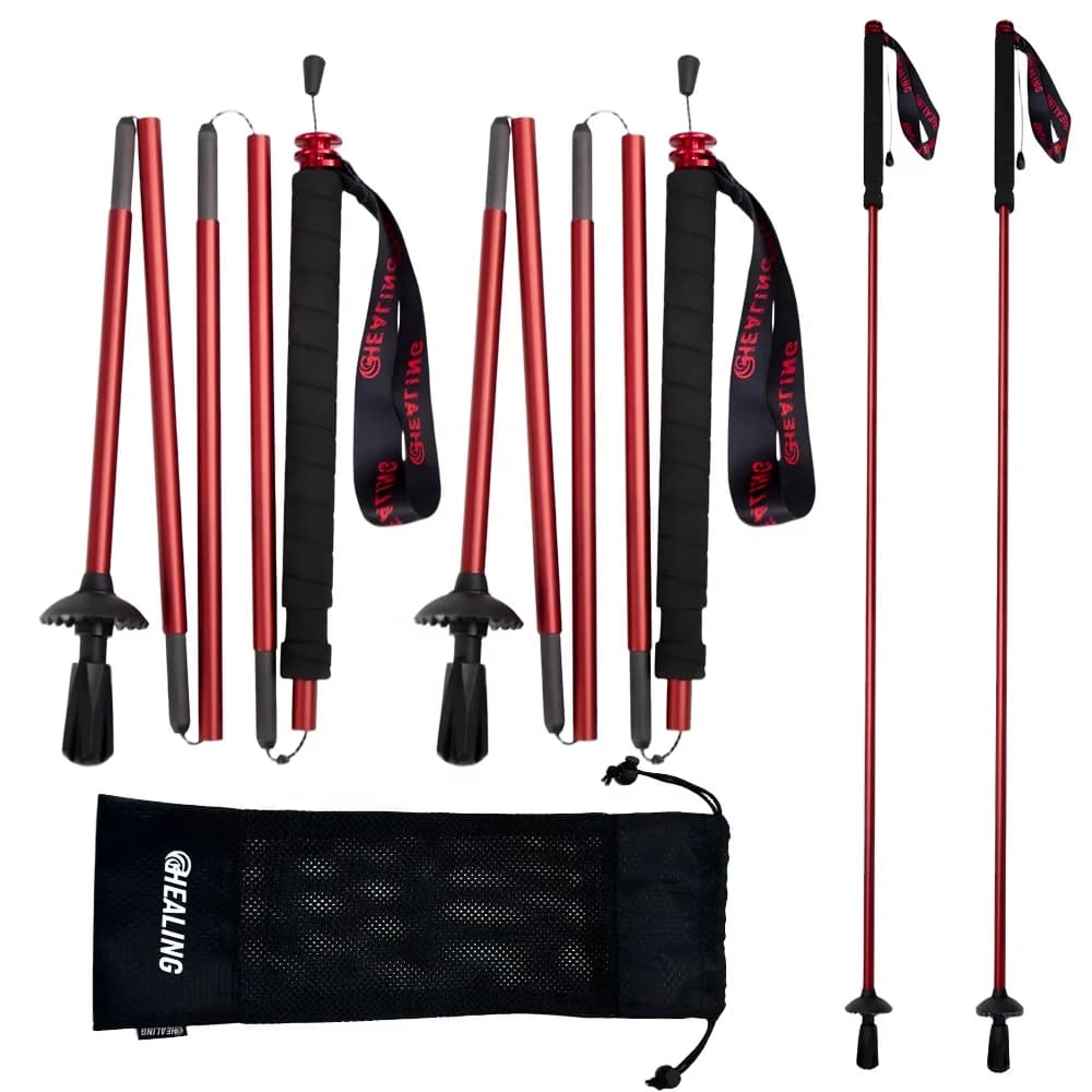 Modern Carbon Fiber Folding Trekking Poles With Tungsten Steel Tips EVA Handle For Hiking Camping & Travel