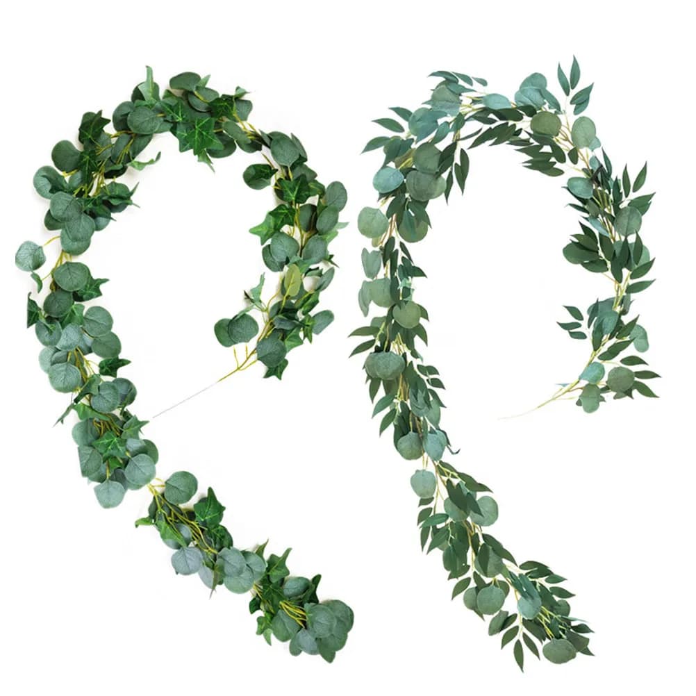 2M Artificial Gypsophila Vines Hanging Basket Simulation Greenery Plant Blooming Home Office Desk Shelf Decor
