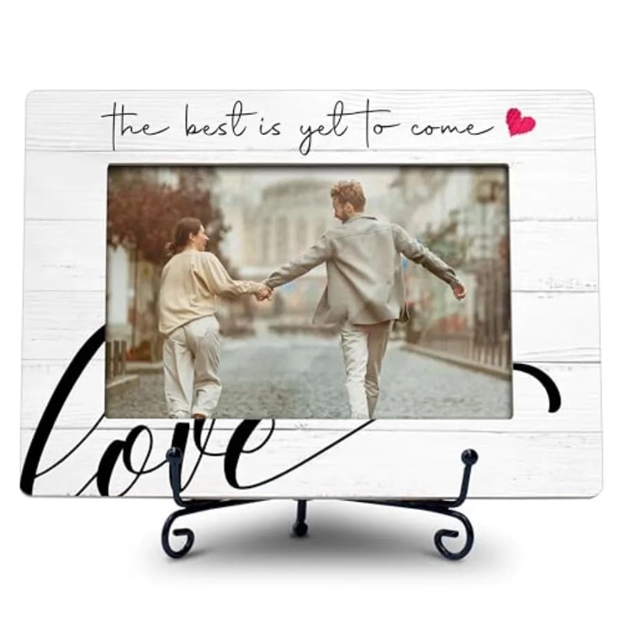 Best Is Yet To Come Love Picture Frame, 4X6 Wooden Photo Frame With Iron Stand, Wedding and Engagement Gifts