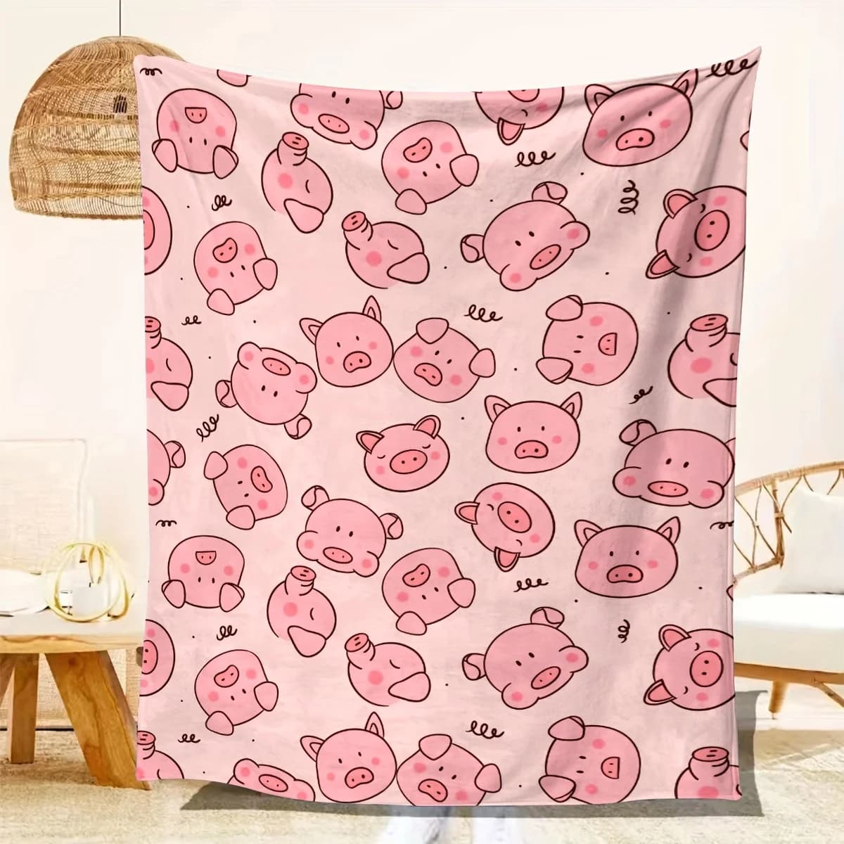 Calda e accogliente coperta con stampa di maiali - Coperta morbida e creativa per divano letto, viaggi in auto, campeggio - Regalo per tutte le stagioni per amici di famiglia