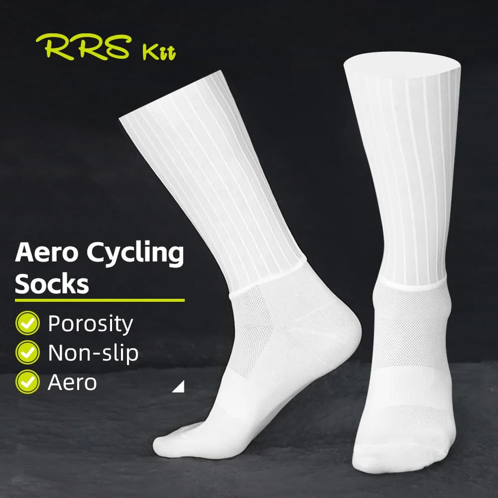 Rrskit Summer Areoy Calzini da ciclismo Traspiranti resistenti all'usura TPU antiscivolo Design segmentato Calzini aerodinamici unisex leggeri