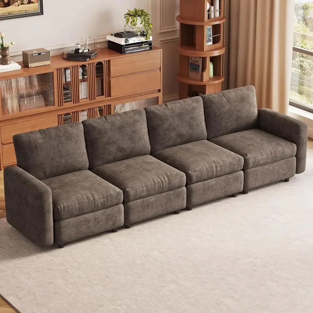Divano a 4 Posti con Cuscini Ergonomici, Convertibile in Letto, Ideale per Spazi Ristretti