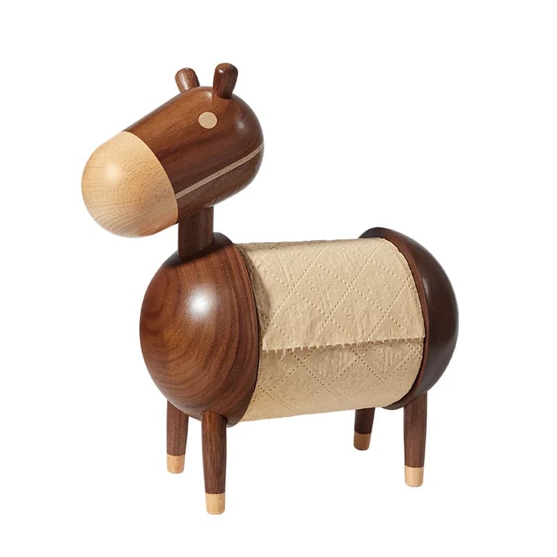 Porta fazzoletti in noce piccolo asino Porta rotolo di carta igienica in legno di noce nera Decorazione da tavolo Organizzatore moderno in legno per la casa