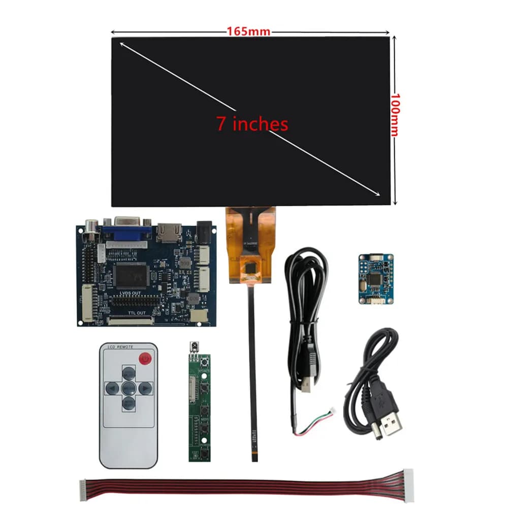 Kit Monitor Touchscreen IPS da 7 Pollici con Scheda Driver HDMI/VGA/AV per PC Raspberry/Banana/Orange Pi