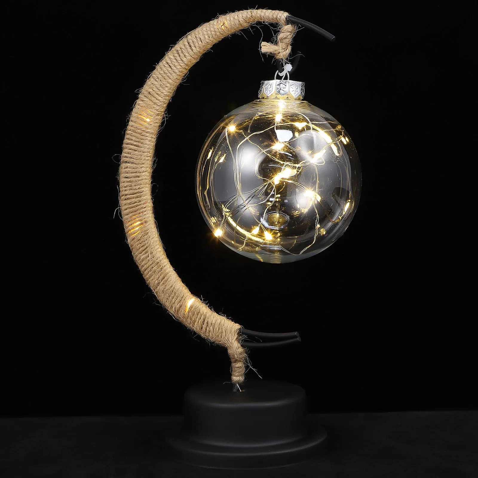 Lampada da Tavolo LED a Forma di Luna in Ferro Battuto, Luce Notturna Decorativa Creativa per Camera da Letto, Elegante Illuminazione d'Atmosfera per Casa