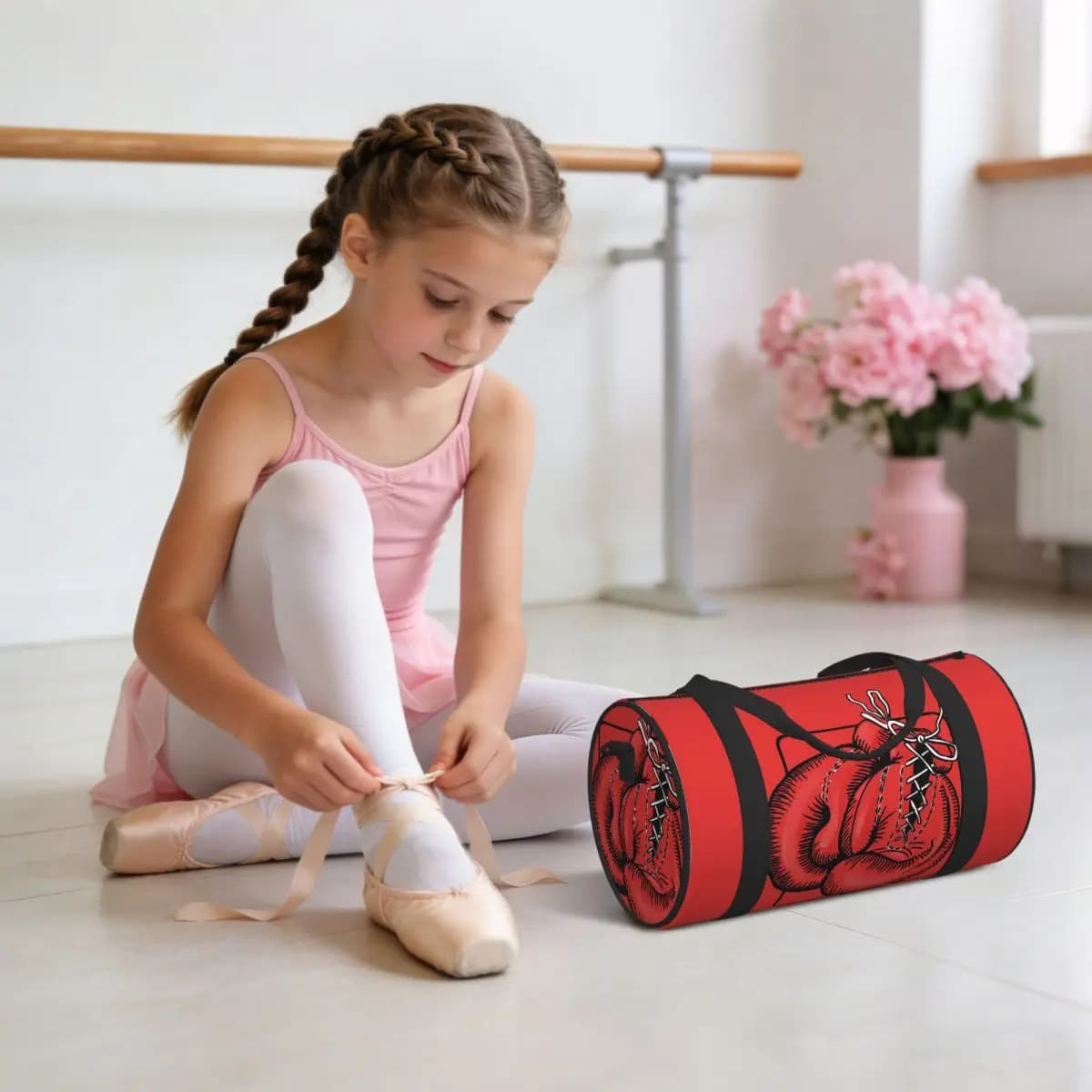Red Boxing Gloves Luggage Bag Multi-Functional Duffle Tote Bag Handbags Gym Bags Fitness Bag for Boys Girls