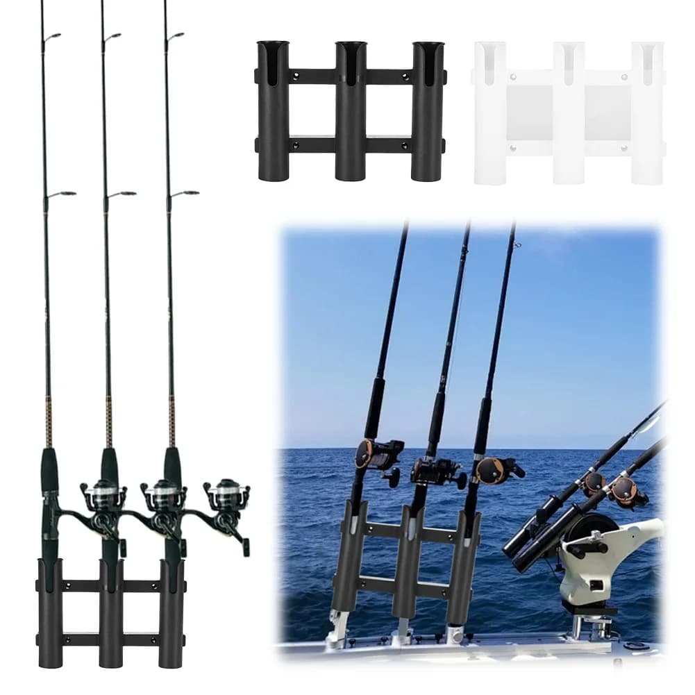 Staffa porta canna da pesca con collegamento a 3 tubi Supporti per canna da pesca montati a parete Porta canna da pesca in plastica per barca