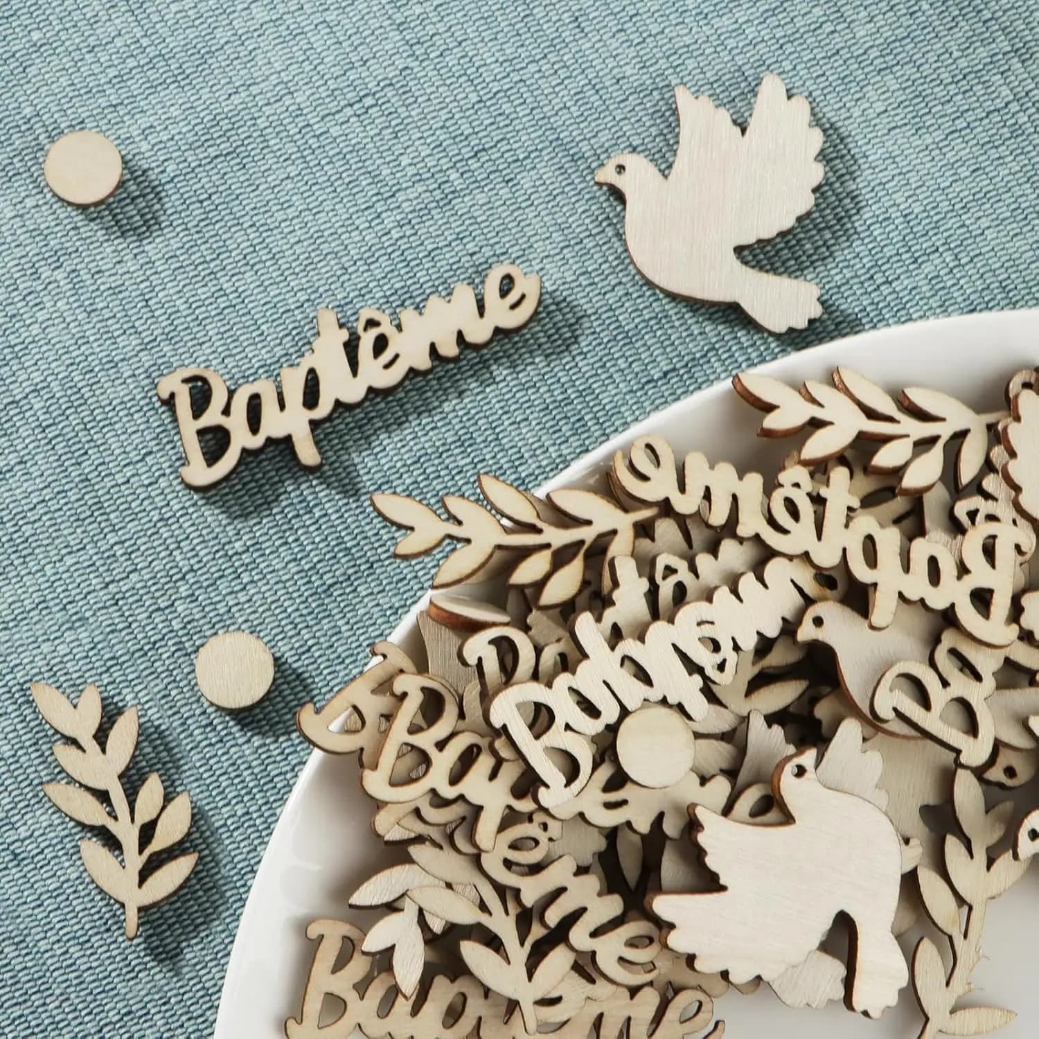 60 pezzi di coriandoli per battesimo in legno a forma di piccione, accessorio per feste di salvia, battesimo, comunione, decorazione per feste, decorazioni per la tavola festive