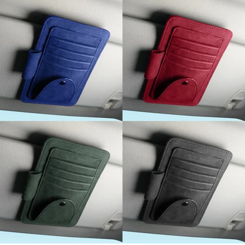 Suede Car Styling Sunglasses Organizer Storage Bag Sun Visor Clip Bag Stowing Box Pen Card Ticket Pocket Holder Accessories