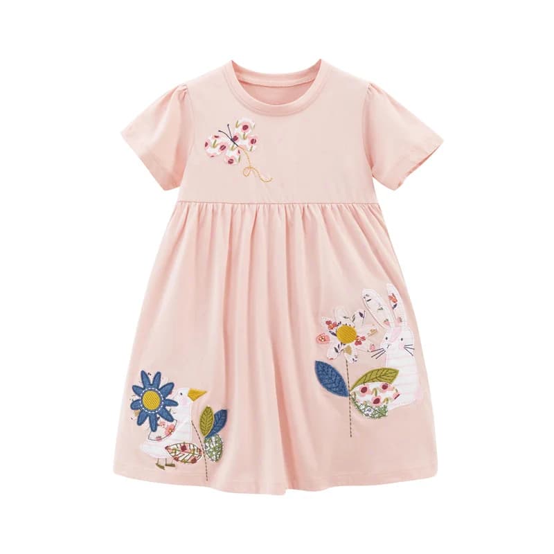 Jumping Meters 2-7 anni Summer Princess neonate abiti Dots Ice Cream Applique Party Birthday Kids abiti a maniche corte