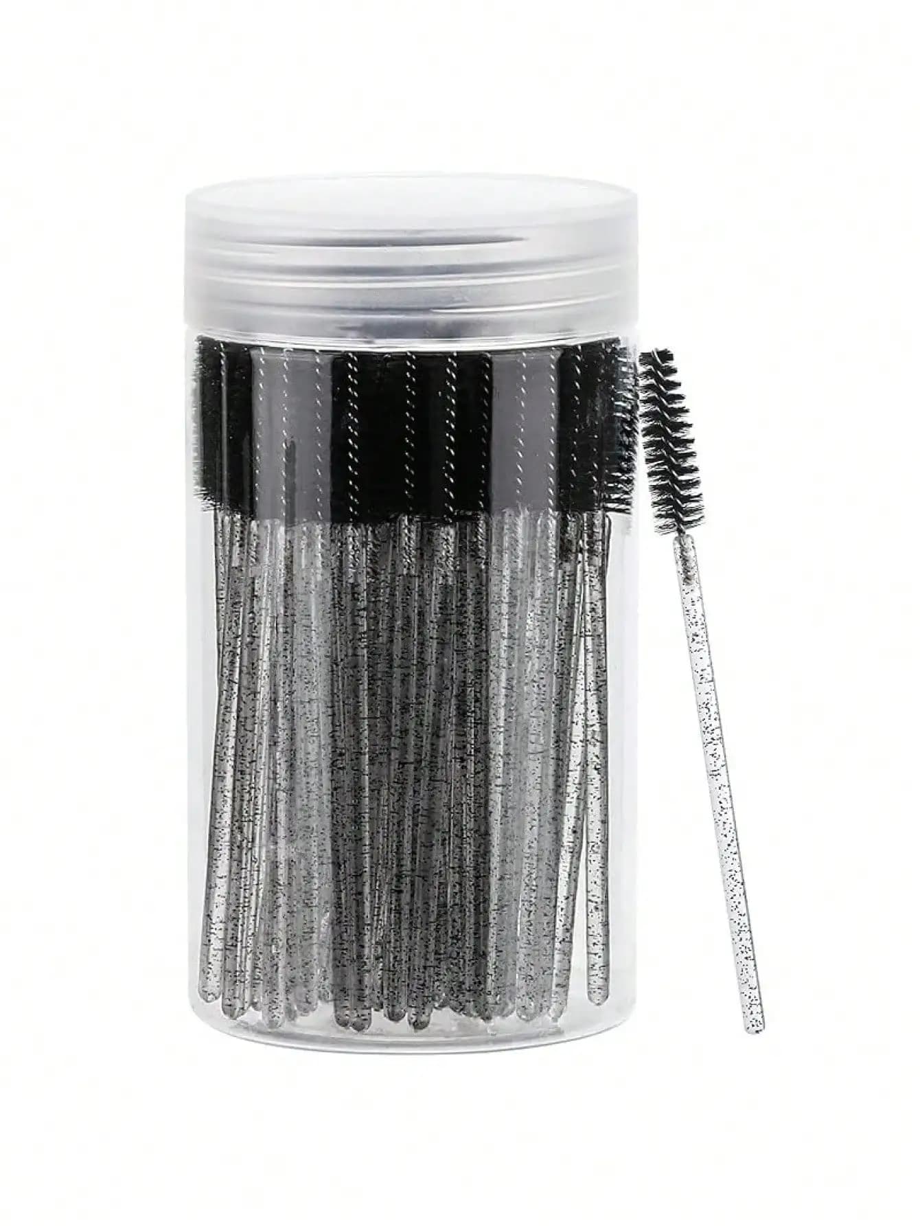 100PCS Crystal Pink Eyelash Brushes, Mascara Wands With Container, Bendable Eyebrow Spoolies, Lash Brush For Lash Extensions, Eyebrow Spoolie, Castor Oil Brushes