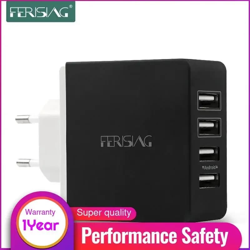 FERISING Adattatore per caricabatterie da muro da viaggio per caricabatterie USB universale a 4 porte 7200 mAh per dispositivi mobili iPhone7 Samsung Smart Phone/PC/USB