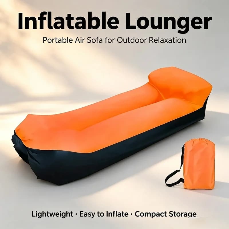 Fast Inflatable Waterproof Lounge Chair with Pillow & Storage Bag, Portable Outdoor Air Sofa for Beach Camping Party Gathering