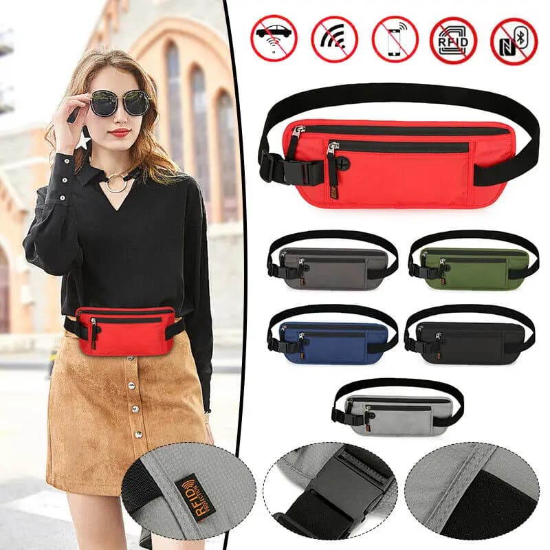New RFID Blocking Belt Bag Portable Travel Sports Phone Belt marsupio marsupio portafoglio nascosto RFID Blocker borsa porta passaporto